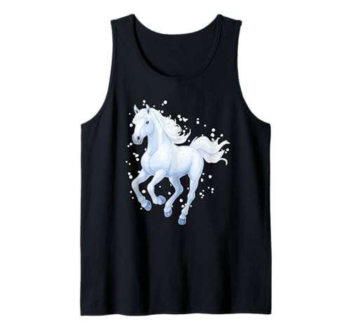 Pferd mit Schneeflocken Reiterin Pferde Mädchen Tank Top von Winter Reiten Schnee Pferdemotiv Pferdefan