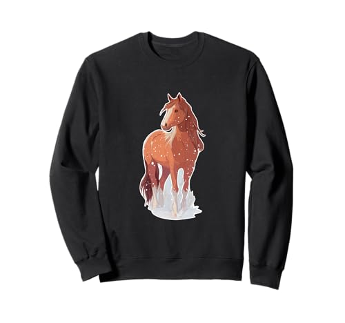 Pferd mit Schneeflocken Reiterin Pferde Mädchen Sweatshirt von Winter Reiten Schnee Pferdemotiv Pferdefan