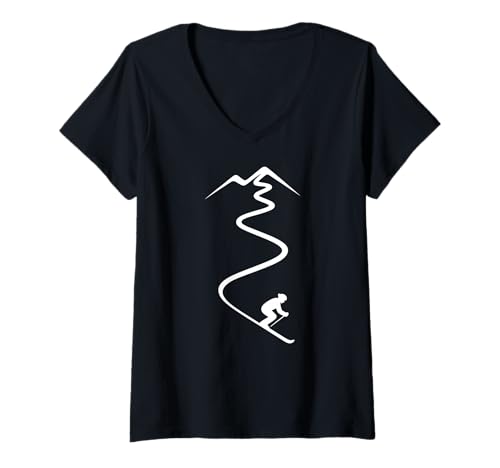 Damen Skifahren Wintersport Ski Berg T-Shirt mit V-Ausschnitt Damen Skifahren Wintersport Ski Berg T-Shirt mit V-Ausschnitt von Winter Ski Sport Skiing Ski Lover