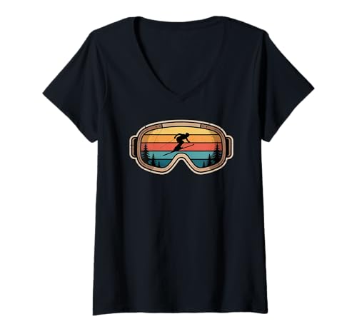 Damen Skifahren Wintersport Ski T-Shirt mit V-Ausschnitt Damen Skifahren Wintersport Ski T-Shirt mit V-Ausschnitt von Winter Skiing Ski Design Skier