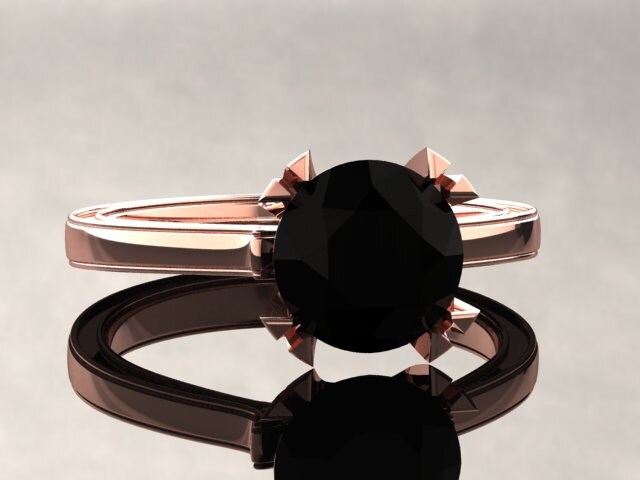2Ct Natürlicher Schwarzer Diamant Verlobungsring Ring 14K Oder 18K Roségold Passendes Ehering Erhältlich W17Bkdr von WinterFineJewelry