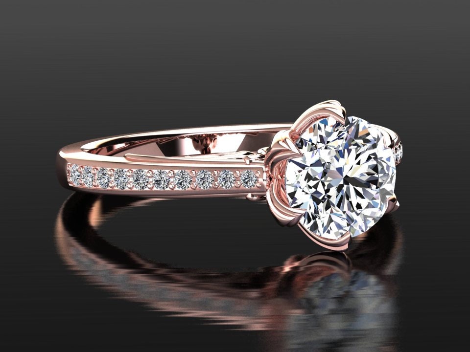 Moissanit Diamant Verlobungsring/Roségold Einzigartiger Ehering Jubiläumsring Ring von WinterMoissanite