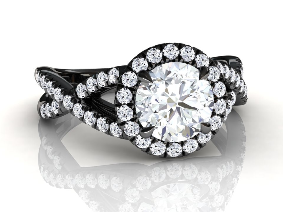 Schwarz Gold Moissanit Verlobungsring | Pave Set Ring Ehering Hochzeitsset Jubiläumsring Natürliche Diamanten von WinterMoissanite