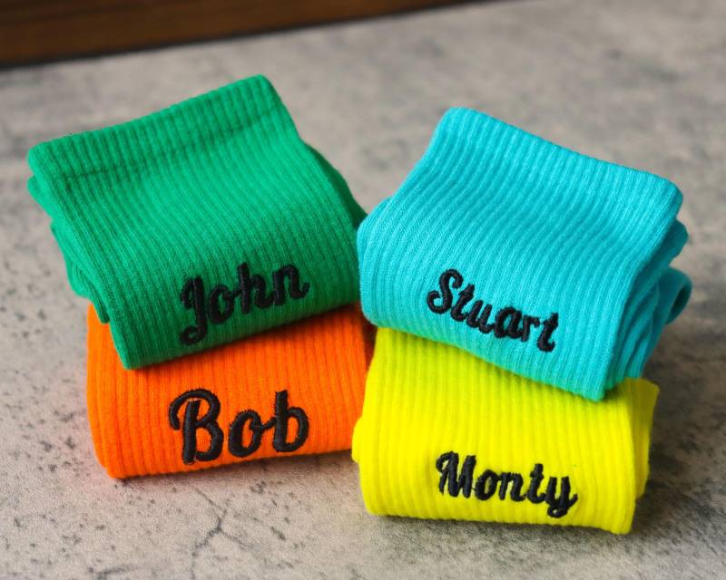 Customized Name Socks For Men & Women Custom Embroidered On Soft Cotton Crew Personalized Gift Her von WinterWaiting