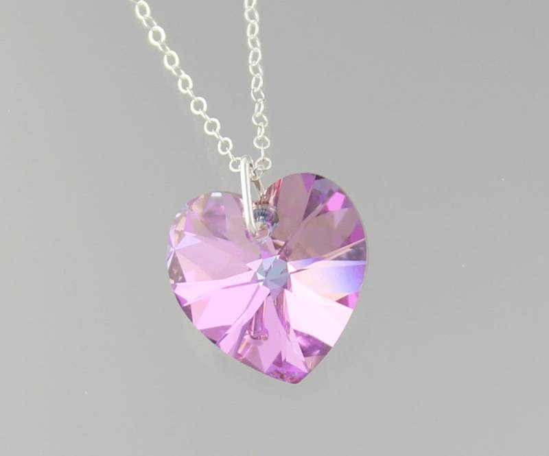 Blass Rosa Regenbogen Herz Sterling Silber Halskette - Funkelnder Farbwechsel Vitrail Light Swarovski Kristall Anhänger, Zarte Kette Blass Rosa Regenbogen Herz Sterling Silber Halskette - Funkelnder Farbwechsel Vitrail Light Swarovski Kristall Anhänger, Zarte Kette von WinterberryJewelry