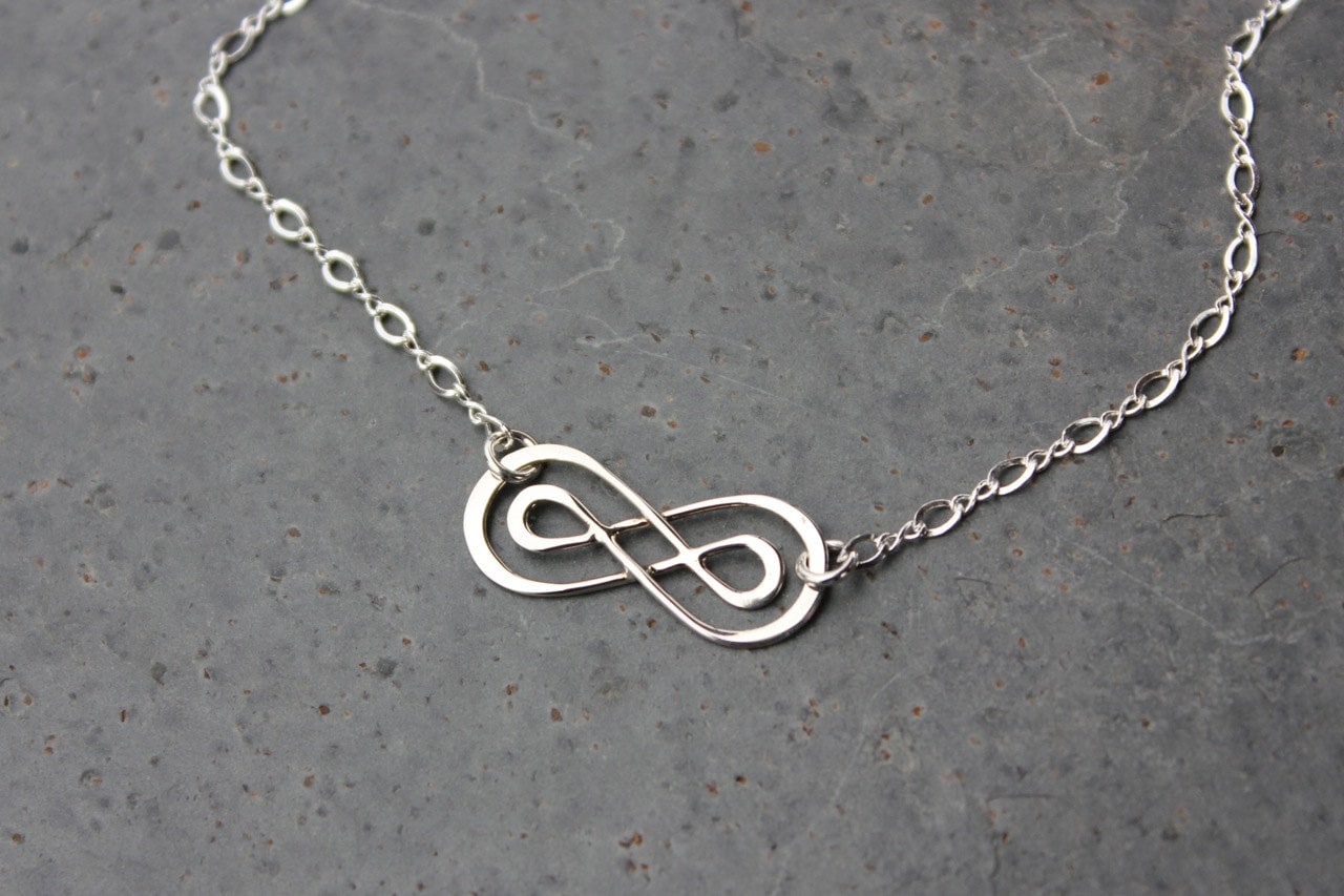 Doppelte Infinity Zeichen Sterling Silber Halskette Mit Ausgefallener Kette - Eternal Endless Forever Love Wedding von WinterberryJewelry