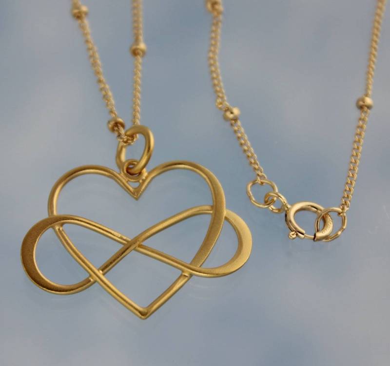 Love You Forever Halskette - 24K Vergoldetes Sterling Silber Unendlichkeitszeichen + Herz, Gold Filled Satelliten-Kette Mit Option Auf Ohrringe Love You Forever Halskette - 24K Vergoldetes Sterling Silber Unendlichkeitszeichen + Herz, Gold Filled Satelliten-Kette Mit Option Auf Ohrringe von WinterberryJewelry