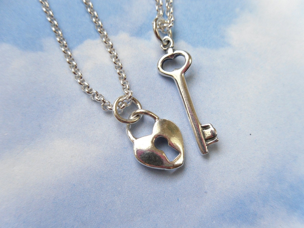 sterling Silber Schlüssel Zu Meinem Herzen Paare Halsketten-Set - Zwei Moderne Halsketten Liebe, Freundschaft, Jahrestag, Verlobung von WinterberryJewelry