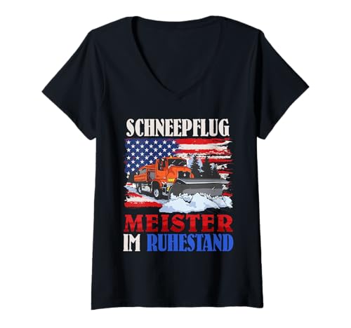 Damen SCHNEEPFLUG Meister IM Ruhestand Lustiges Winterdienst T-Shirt mit V-Ausschnitt Damen SCHNEEPFLUG Meister IM Ruhestand Lustiges Winterdienst T-Shirt mit V-Ausschnitt von Winterdienst T-Shirt Straßenwärter Schnee Räumen