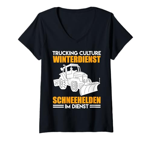 Damen Schneepflug Trucking Culture WINTERDIENST Lustig Räumen T-Shirt mit V-Ausschnitt Damen Schneepflug Trucking Culture WINTERDIENST Lustig Räumen T-Shirt mit V-Ausschnitt von Winterdienst T-Shirt Straßenwärter Schnee Räumen