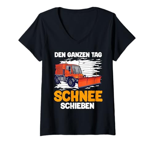 Damen Schneepflugfahrer DEN GANZEN Tag Schnee SCHIEBEN Räumen T-Shirt mit V-Ausschnitt Damen Schneepflugfahrer DEN GANZEN Tag Schnee SCHIEBEN Räumen T-Shirt mit V-Ausschnitt von Winterdienst T-Shirt Straßenwärter Schnee Räumen