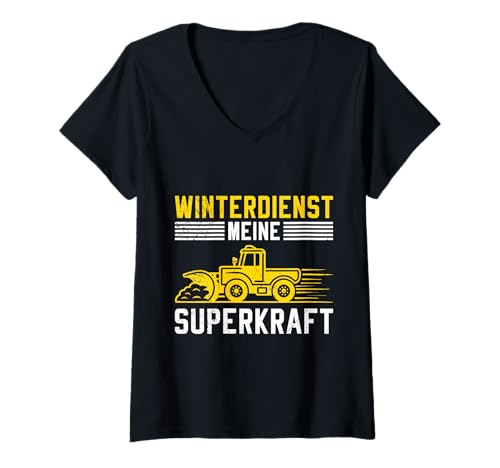 Damen Schneeräumer WINTERDIENST Meine SUPERKRAFT Schneepflug T-Shirt mit V-Ausschnitt Damen Schneeräumer WINTERDIENST Meine SUPERKRAFT Schneepflug T-Shirt mit V-Ausschnitt von Winterdienst T-Shirt Straßenwärter Schnee Räumen