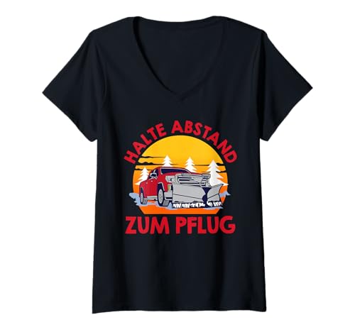 Damen Winterdienst Halte Abstand ZUM PFLUG Lustig Schneepflug T-Shirt mit V-Ausschnitt Damen Winterdienst Halte Abstand ZUM PFLUG Lustig Schneepflug T-Shirt mit V-Ausschnitt von Winterdienst T-Shirt Straßenwärter Schnee Räumen