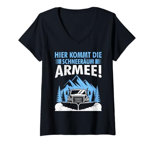 Damen Winterdienst Hier KOMMT DIE SCHNEERÄUM Armee Schneeräumer T-Shirt mit V-Ausschnitt Damen Winterdienst Hier KOMMT DIE SCHNEERÄUM Armee Schneeräumer T-Shirt mit V-Ausschnitt von Winterdienst T-Shirt Straßenwärter Schnee Räumen