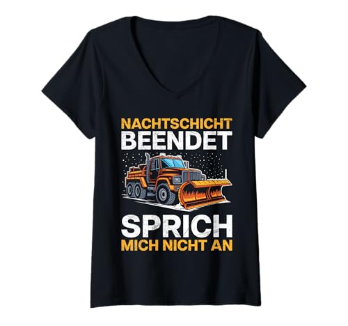 Damen Winterdienst NACHTSCHICHT BEENDET Lustiges Schneeräumer T-Shirt mit V-Ausschnitt Damen Winterdienst NACHTSCHICHT BEENDET Lustiges Schneeräumer T-Shirt mit V-Ausschnitt von Winterdienst T-Shirt Straßenwärter Schnee Räumen