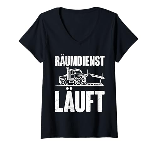 Damen Winterdienst RÄUMDIENST LÄUFT Lustiges Schneepflugfahrer T-Shirt mit V-Ausschnitt Damen Winterdienst RÄUMDIENST LÄUFT Lustiges Schneepflugfahrer T-Shirt mit V-Ausschnitt von Winterdienst T-Shirt Straßenwärter Schnee Räumen