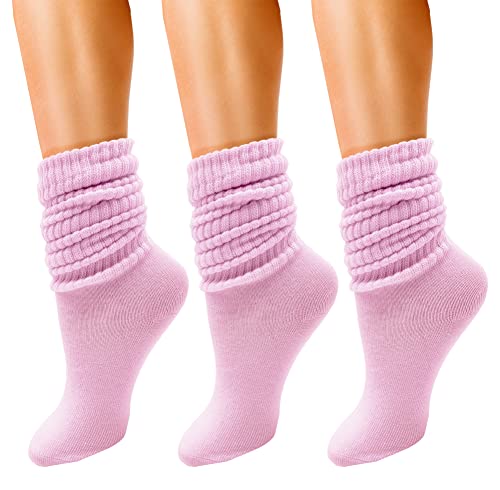 Winterlace Slouch Socken für Damen, weich, extra lang, kniehoch, 3 Paar, Großpackung, Pink, Einheitsgröße von Winterlace