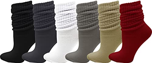 Winterlace 6 Paar Slouch Socken für Damen, weiche extra lange Scrunch Kniestrümpfe Großpackung, Sortiert Nr. 5, Einheitsgröße von Winterlace