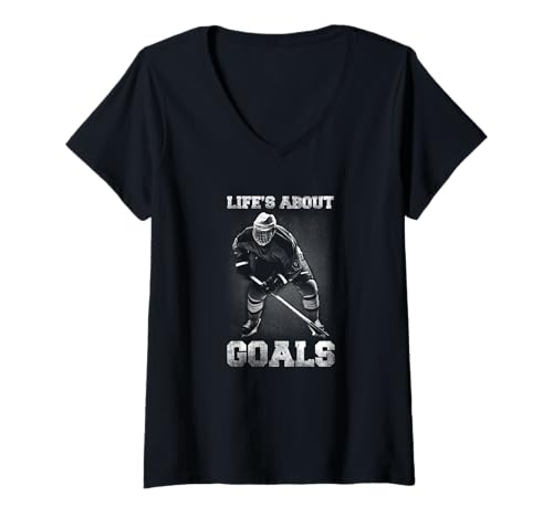 Damen Eishockey, Hockey, Puck, Icehockey, Lustiges Hockey T-Shirt mit V-Ausschnitt Damen Eishockey, Hockey, Puck, Icehockey, Lustiges Hockey T-Shirt mit V-Ausschnitt von Wintersport, Hockey, Eishockey