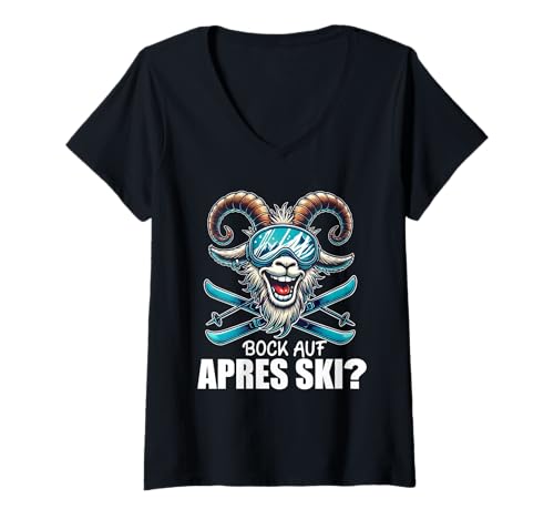 Damen Skifahren Lustiges Party Apres Ski T-Shirt mit V-Ausschnitt Damen Skifahren Lustiges Party Apres Ski T-Shirt mit V-Ausschnitt von Wintersport Skifahren Skifahrer Apres Ski