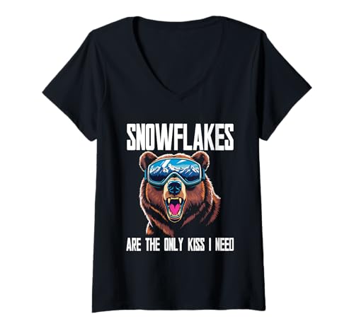 Damen Ski Skifahrer Wintersport T-Shirt mit V-Ausschnitt Damen Ski Skifahrer Wintersport T-Shirt mit V-Ausschnitt von Wintersport Skifahren