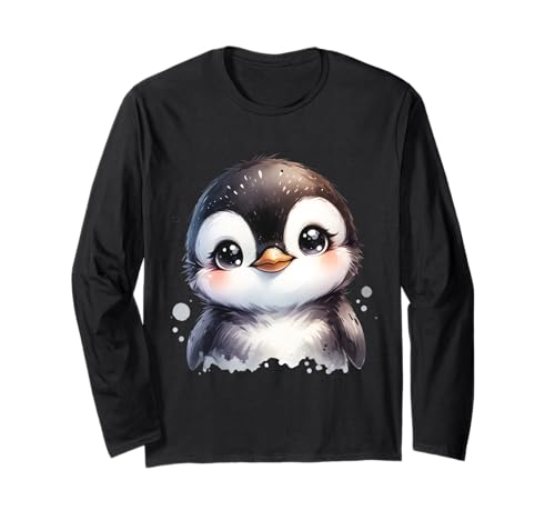 Niedlicher Pinguin mit großen Augen für Kinder Langarmshirt Niedlicher Pinguin mit großen Augen für Kinder Langarmshirt von Wintertiere Kinder Motive Pinguinfreunde