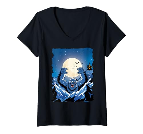Damen Sasquatch Bigfoot Winter Halloween Weihnachten Winterween T-Shirt mit V-Ausschnitt Damen Sasquatch Bigfoot Winter Halloween Weihnachten Winterween T-Shirt mit V-Ausschnitt von Winterween Winter Holiday Halloween Christmas Gift
