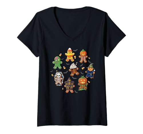 Damen Winterween Halloween Weihnachten Gruseliger Winter T-Shirt mit V-Ausschnitt von Winterween Winter Holiday Halloween Christmas Gift