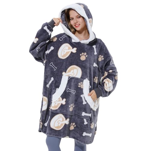 Winthome Decken Hoodie Weich Kuschelig, Kuschelpullover Damen mit Tasche und Kapuze, Hoodie Decke für Erwachsene Damen Herren Geschenk, Hoodie Blanket, Heizkosten Sparen von Winthome