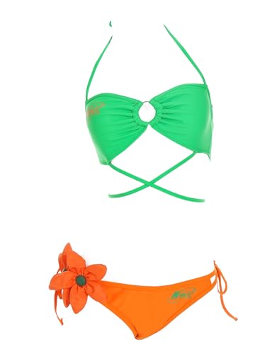 Winx Club Damen Bikini Set Bikini Top mit Triangle Form und Bikini Bottom mit Niedrigem Sitz, Grün/Orange, XL von Winx Club