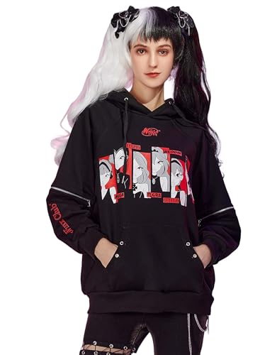 Winx Club Damen Hoodie Winx Mädchen Druck Hoodie Pullover Sweatshirts Langarmshirts Schwarz Rot, Schwarz und Rot, S von Winx Club