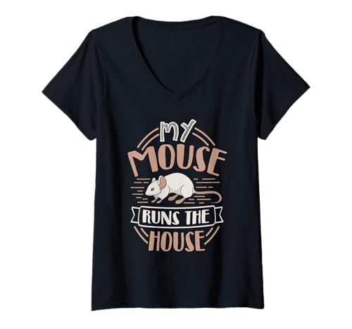 Damen Meine Maus führt das Haus T-Shirt mit V-Ausschnitt Damen Meine Maus führt das Haus T-Shirt mit V-Ausschnitt von Winziger Tyrannen