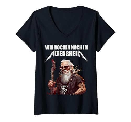 Damen Wir Rocken Noch Im Altersheim Altrocker T-Shirt mit V-Ausschnitt Damen Wir Rocken Noch Im Altersheim Altrocker T-Shirt mit V-Ausschnitt von Wir Rocken im Altersheim Altenheim Merch