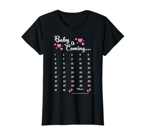 Baby is Coming Schwangerschaft Kalender Süßes Geschenk T-Shirt von Wir Sind Schwanger Frauen werdende Mama Geschenke