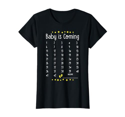 Baby is Coming Schwangerschaft Kalender Süßes Geschenk T-Shirt von Wir Sind Schwanger Frauen werdende Mama Geschenke