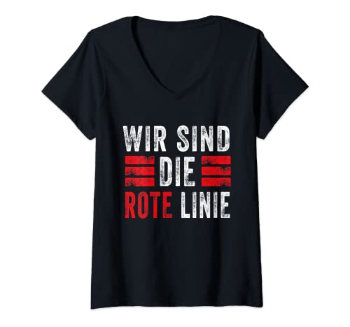 Damen WIR SIND DIE ROTE LINIE T-Shirt mit V-Ausschnitt Damen WIR SIND DIE ROTE LINIE T-Shirt mit V-Ausschnitt von Wir sind die rote Linie Tee Co.
