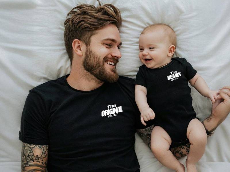 Personalisiertes Vater Sohn Shirt Mama Baby Outfit Set Tochter | Familie Im Partnerlook Geschenk Geburt Vatertag Weihnachten von WirMachenFreude