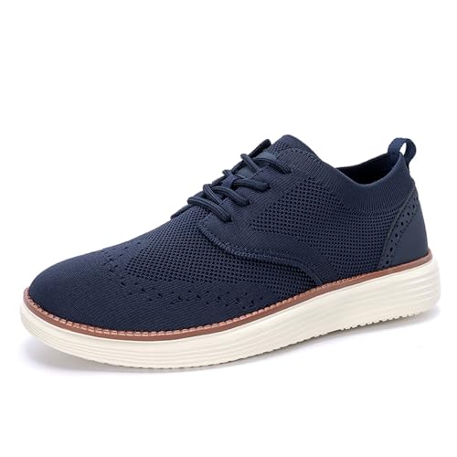 Herren Anzugschuhe Atmungsaktiv Gestrickter Stoff Schnürhalbschuhe Casual Schuhe Memory Foam Insole Leichte Außensohle Moderne Klassische Schuhe EU39-47 von WirSSGut