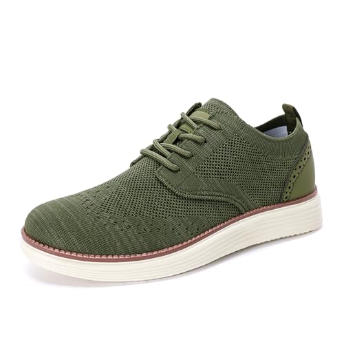 Herren Anzugschuhe Atmungsaktiv Gestrickter Stoff Schnürhalbschuhe Casual Schuhe Memory Foam Insole Leichte Außensohle Moderne Klassische Schuhe EU39-47 von WirSSGut