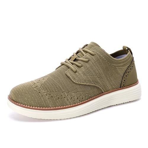 Herren Anzugschuhe Atmungsaktiv Gestrickter Stoff Schnürhalbschuhe Casual Schuhe Memory Foam Insole Leichte Außensohle Moderne Klassische Schuhe EU39-47 von WirSSGut