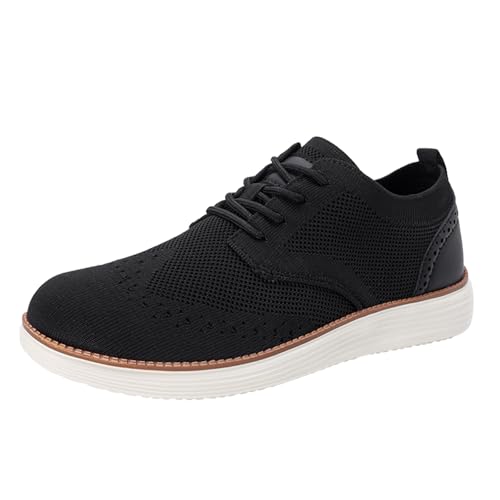 Herren Anzugschuhe Atmungsaktiv Gestrickter Stoff Schnürhalbschuhe Casual Schuhe Memory Foam Insole Leichte Außensohle Moderne Klassische Schuhe EU39-47 von WirSSGut