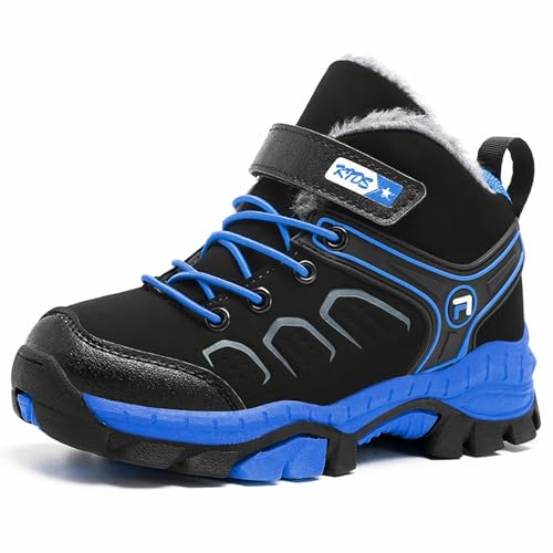 Kinder Schneestiefel Jungen Winterschuhe Warmes Gefüttert Winterstiefel rutschfeste Stahlkrallen Wasserdicht Wanderschuhe EU33 von WirSSGut
