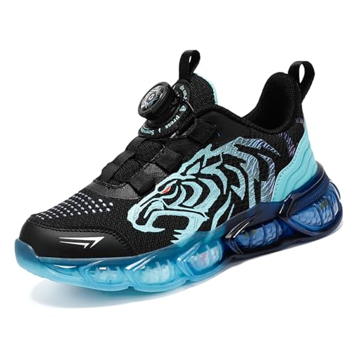 WirSSGut Kinder Laufschuhe Tiger-Offsetdruck Bequeme Sneaker Atmungsaktive Leicht Turnschuhe Blau 35 von WirSSGut