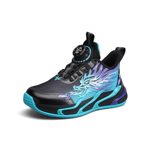 WirSSGut Kinder Sneaker Jungen Laufen Schuhe Mädchen Turnschuhe Bequem Leichte Atmungsaktiv Anti-Rutsch Drachen Tiger Muster Kinderschuhe EU29-39 von WirSSGut