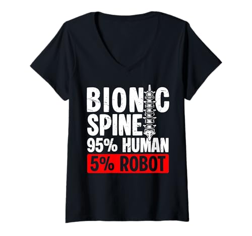 Damen Bionic Spine 95% Human 5% Robot Spinal Fusion Surgery T-Shirt mit V-Ausschnitt Damen Bionic Spine 95% Human 5% Robot Spinal Fusion Surgery T-Shirt mit V-Ausschnitt von Wirbelsäulenfusion Design Operation
