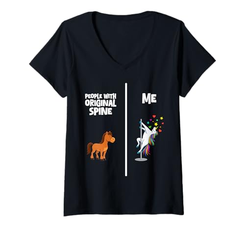 Damen People with Orginal Spine Me Spinal Fusion Surgery Unicorn T-Shirt mit V-Ausschnitt Damen People with Orginal Spine Me Spinal Fusion Surgery Unicorn T-Shirt mit V-Ausschnitt von Wirbelsäulenfusion Design Operation