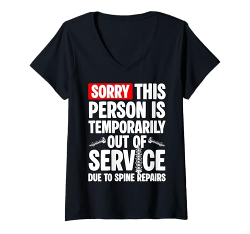 Damen Sorry This Person is Temporarily Out of Spinal Fusion T-Shirt mit V-Ausschnitt Damen Sorry This Person is Temporarily Out of Spinal Fusion T-Shirt mit V-Ausschnitt von Wirbelsäulenfusion Design Operation