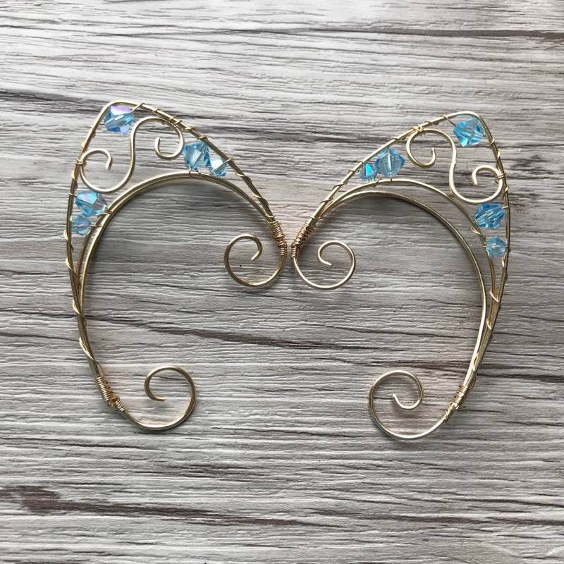 Draht Elfen Ohrmanschetten Goldfarbener Elfenschmuck Mit Kristallperlen Draht Elfen Ohrmanschetten Goldfarbener Elfenschmuck Mit Kristallperlen von WirePrincess