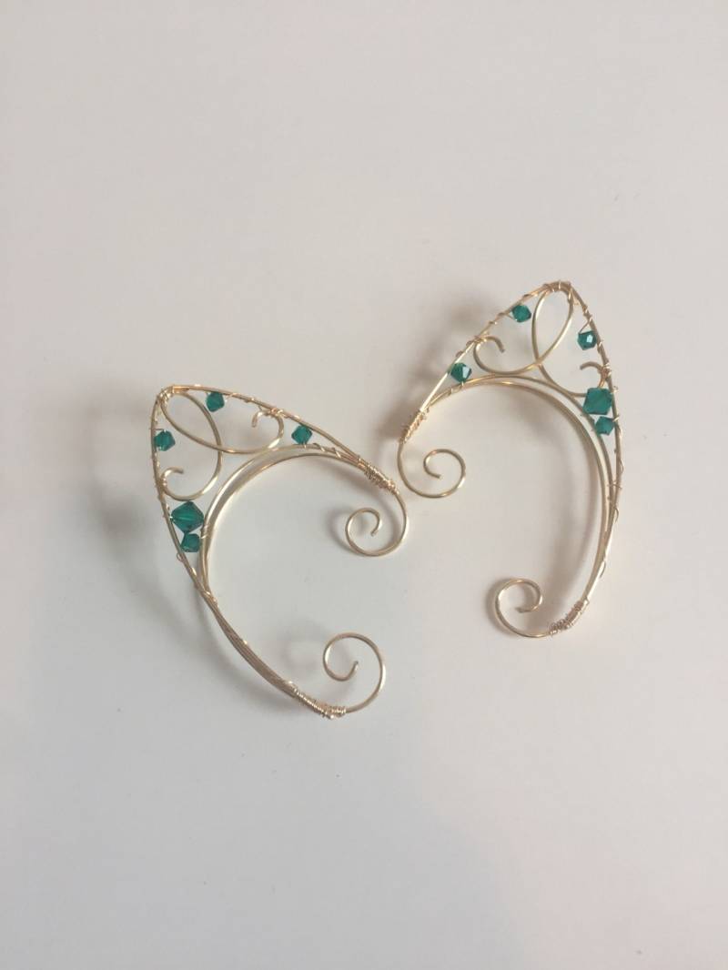Smaragd Elfen Ohrmanschetten Wire Wrapped Fee Ohrring Set Smaragd Elfen Ohrmanschetten Wire Wrapped Fee Ohrring Set von WirePrincess