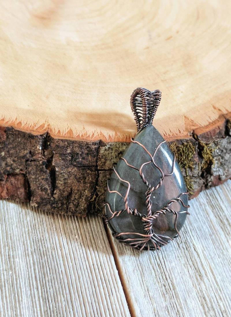 Labradorit Anhänger, Baum Des Lebens Lebens, Draht Gewickelt Schmuck, Geschenk Für Mama, Schmuck von WiredByFaithDesigns